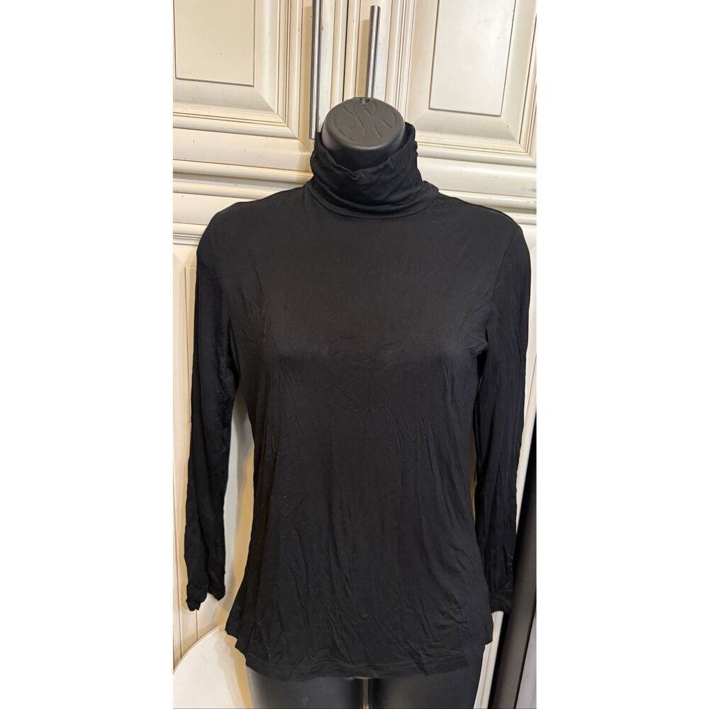 Herou Womens Turtle Neck Slim Fit Lightweight Long Sleeve Top Black Small